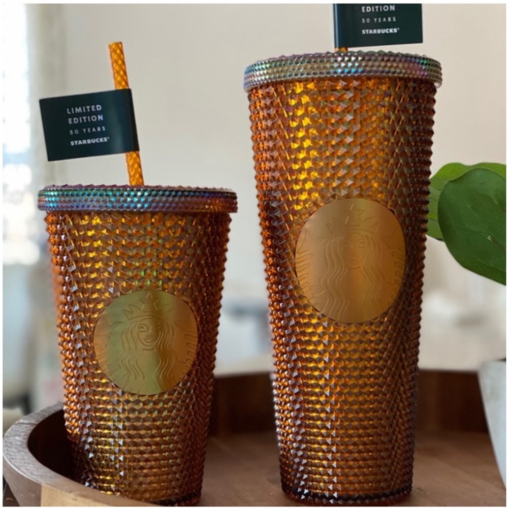 🌟Limited Edition 50th Anniversary Studded Bronze/Rose Gold Starbucks Tumbler🌟